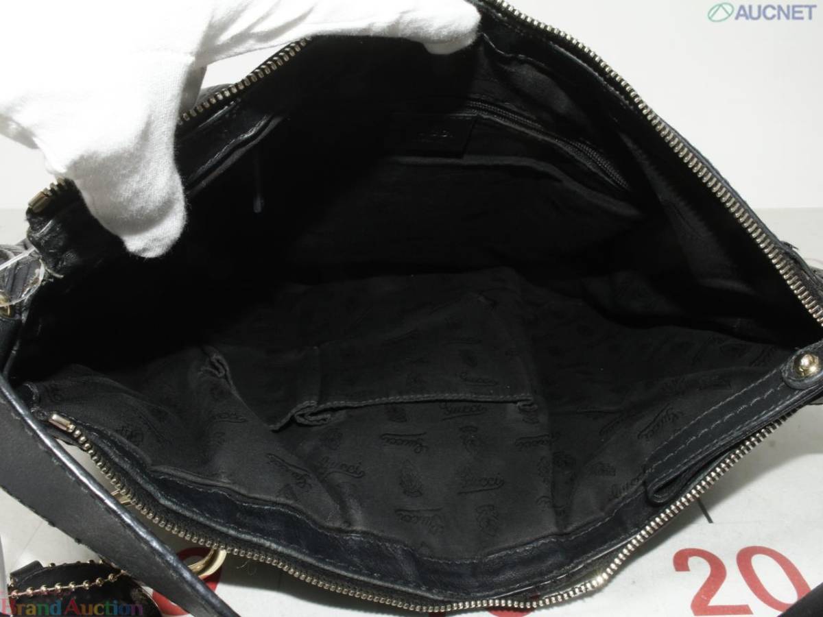 グッチ シマ レザー ショルダーバッグ 黒 正規品