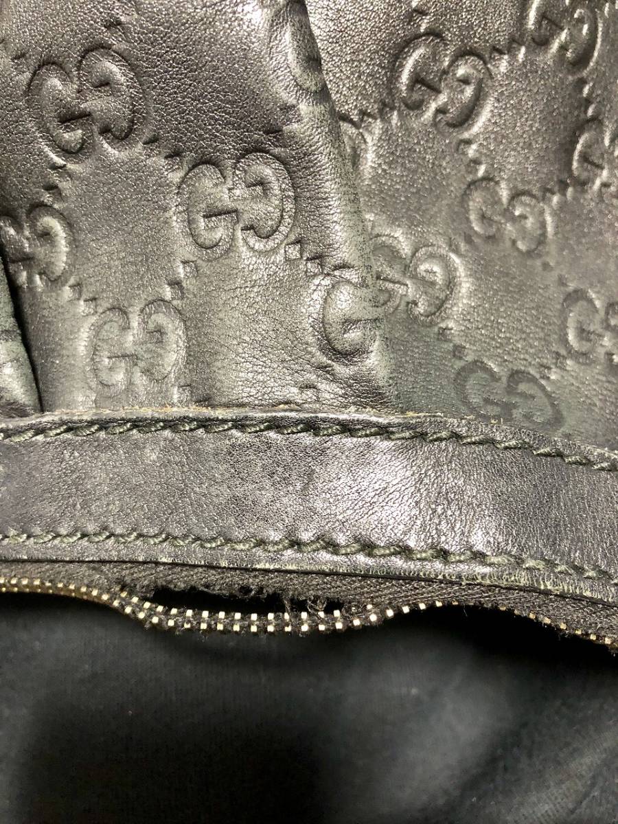 グッチ シマ レザー ショルダーバッグ 黒 正規品