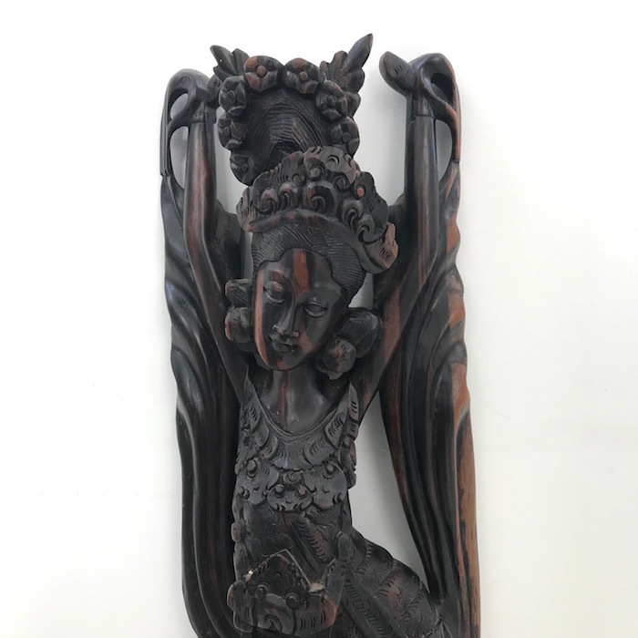 インドネシア バリ島 木彫 黒檀 女神踊り子 置物 オブジェ62cm AK43 