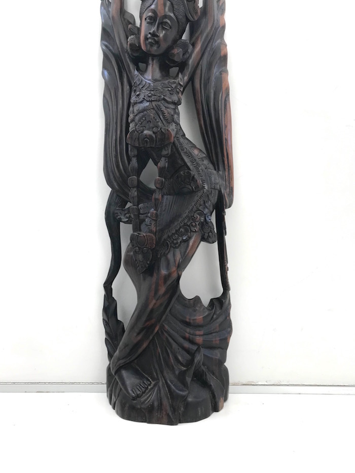 インドネシア バリ島 木彫 黒檀 女神踊り子 置物 オブジェ62cm AK43 