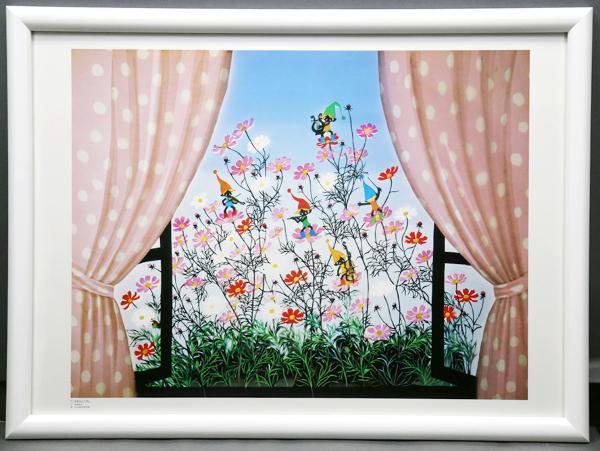 WISH】藤城清治「コスモスとこびと」 大作 複製画 〇影絵作家、文化庁