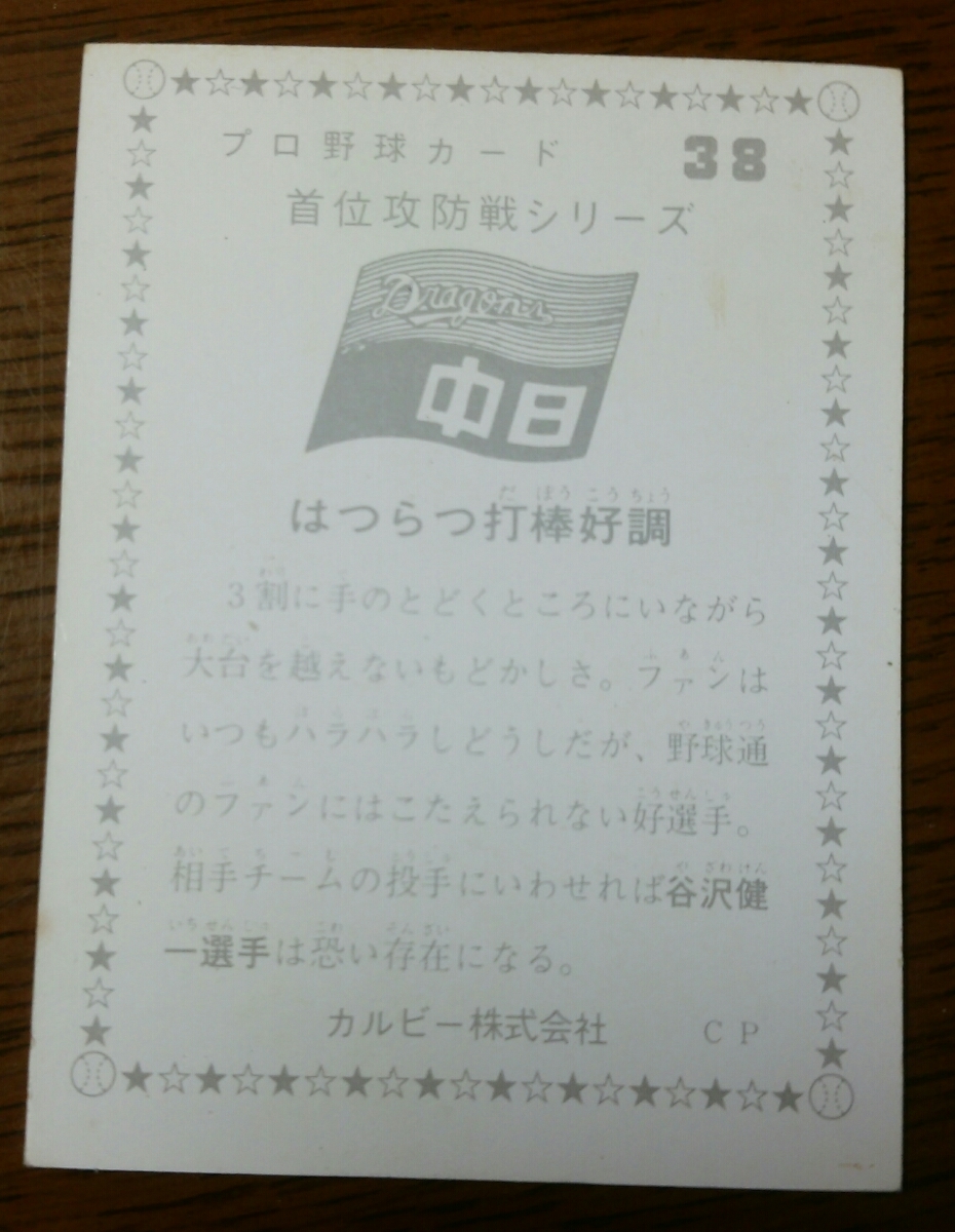 カルビー プロ野球カード 1975年 #38 首位攻防戦シリーズ 矢沢健一 中