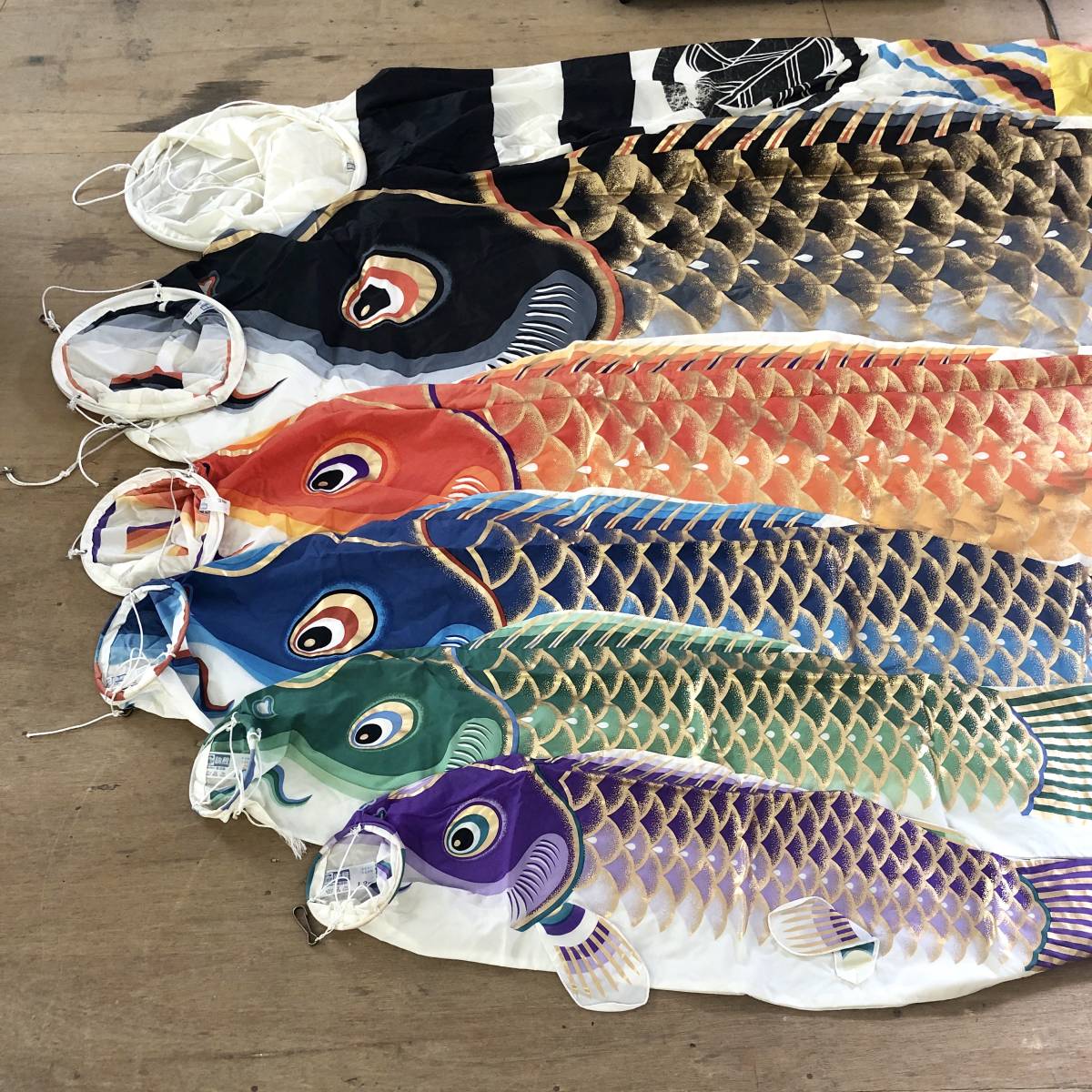 y【未使用品】鯉のぼり 5Mセット　江戸錦鯉　東洋紡　錦鯉　瑞祥吹流 江戸錦鯉 4m 6点 鯉5匹 瑞祥吹流し 錦鯉 鯉のぼり 大型セット 子どもの