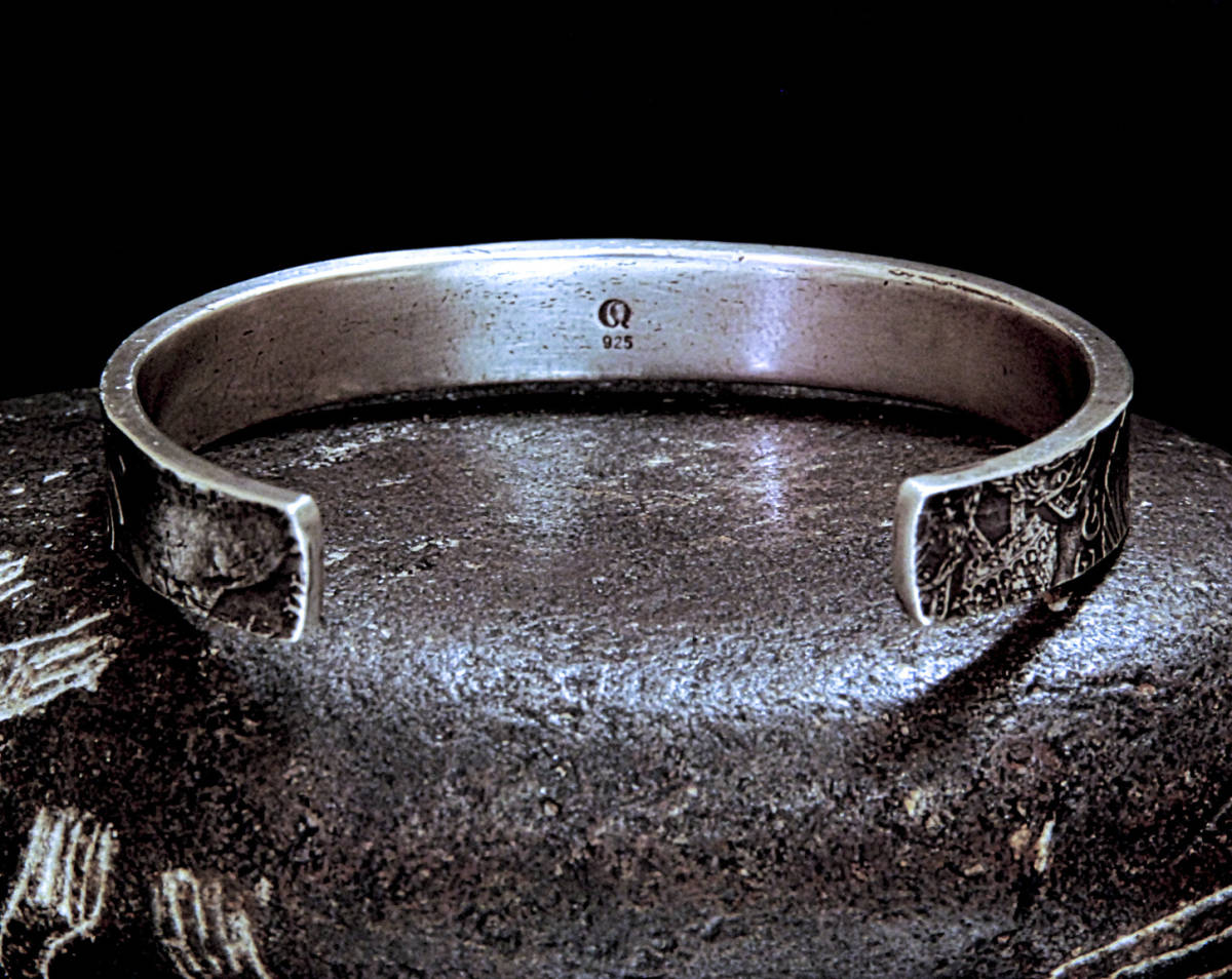 ★AQUA SILVER アクア シルバー 925 SILVER 重厚35g「6ペンス Vintage 仕上げ 3mm厚 SILVER プレート バングル」★