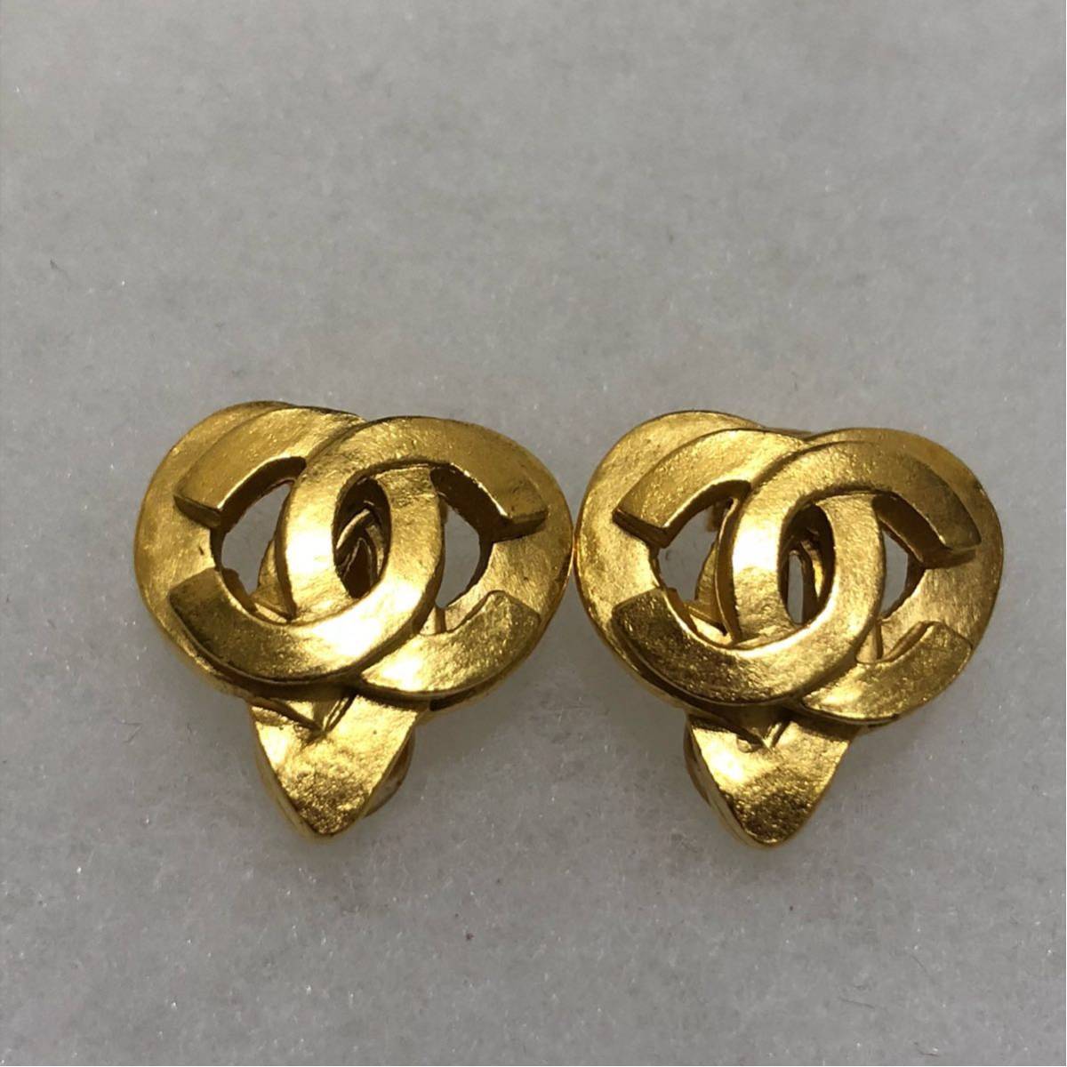 ハート イヤリング シャネル CHANEL ヴィンテージ ココマーク ゴールド 