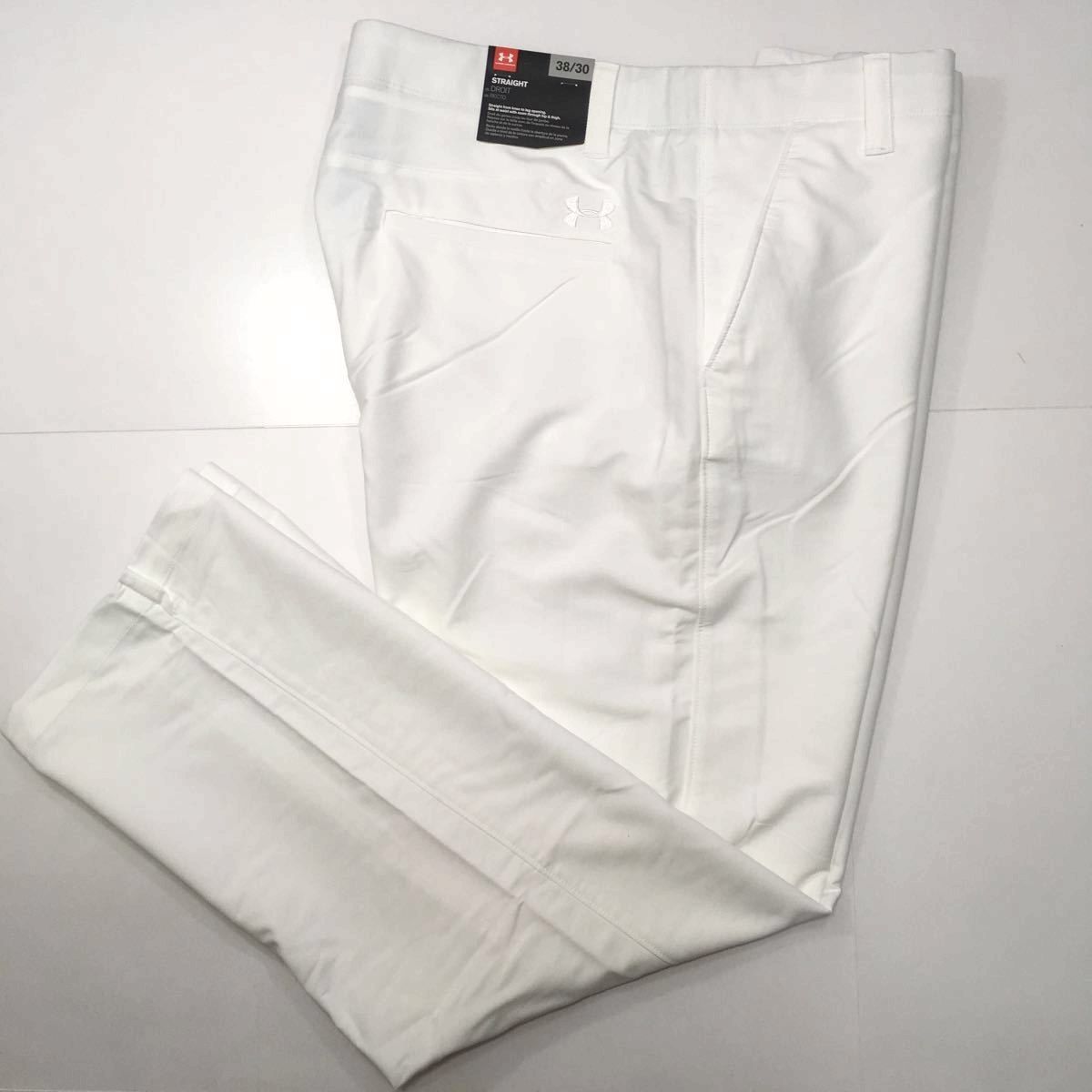 アンダーアーマー★ストレート ストレッチパンツ 白ホワイト★38X30 ウエスト95cm 股下75cm★直輸入 大きいサイズのゴルフパンツ★送料無料