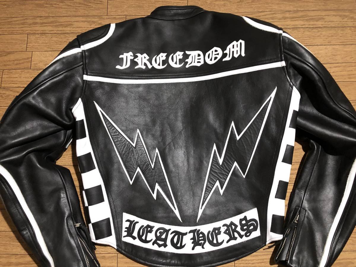 FREEDOM 良質やわらかめ 牛革製ライディングJKT 美品 Mサイズ(表記38 