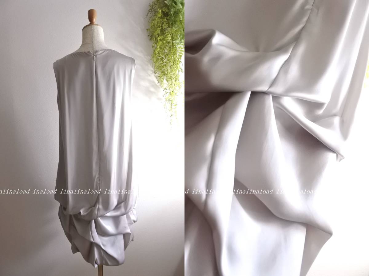 ロッキーモンロー ロートレアモン　BLACK*大人のとろみサテン　ドレープタック　ワンピース　淡いグレイッシュピンク　バルーンデザイン Rocky Monroe イージーワイドパンツ 1タック