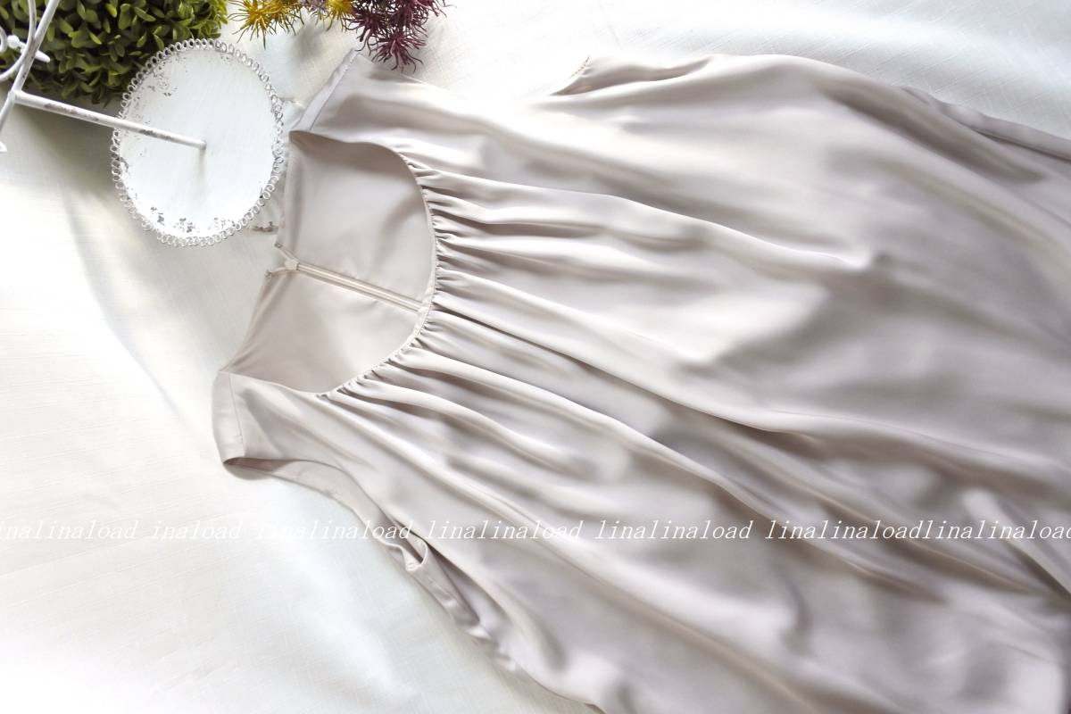 ロッキーモンロー ロートレアモン　BLACK*大人のとろみサテン　ドレープタック　ワンピース　淡いグレイッシュピンク　バルーンデザイン Rocky Monroe イージーワイドパンツ 1タック