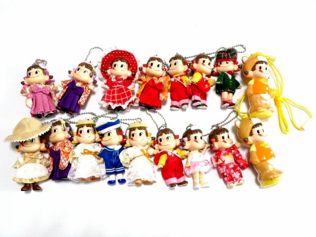 □大量/中古品 ペコちゃん 人形 不二家 園児服/ユニフォーム/首ふり