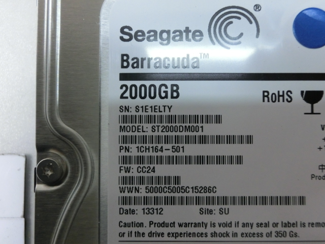SB_HD1532 Seagate ST2000DM001 2TB 3.5インチ SATAHDD 完動品