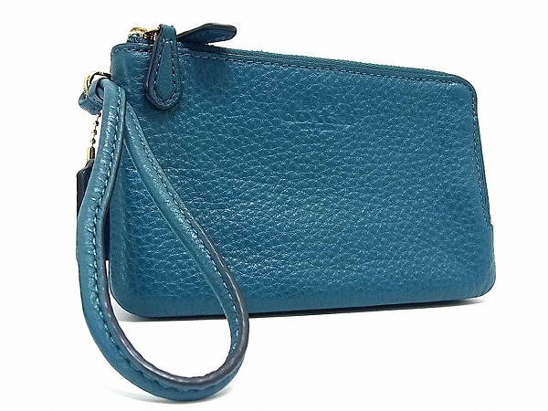 本物保証，安い1円 同様 COACH コーチ F66505 ロゴ ゴールド金具 レザー ポーチ 小物入れ エメラルドグリーン系 A6411BG(ポーチ)｜売買されたオークション情報、yahooの商品情報をアーカイブ公開 - オークファン かばん、バッグ