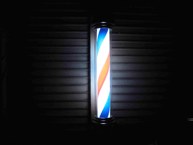 サインポール 床屋 理容室 看板 昭和レトロ 電飾 回転灯 大阪サイン