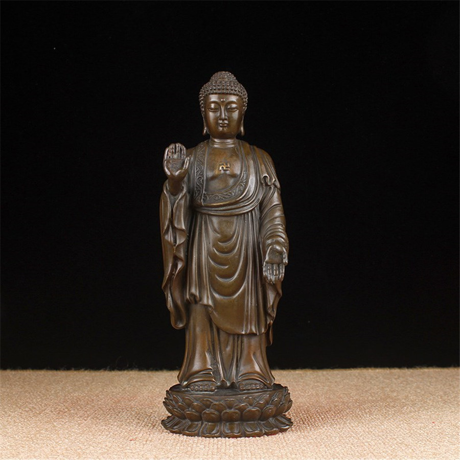 仏教美術 釈迦牟尼仏像・釈迦如来像 銅製 手工細作 精密細工 置物 - 日本