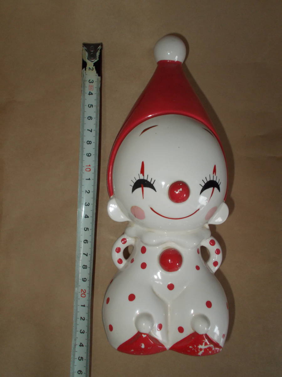 昭和レトロ 内藤ルネ ピエロ・貯金箱 陶器 中古品