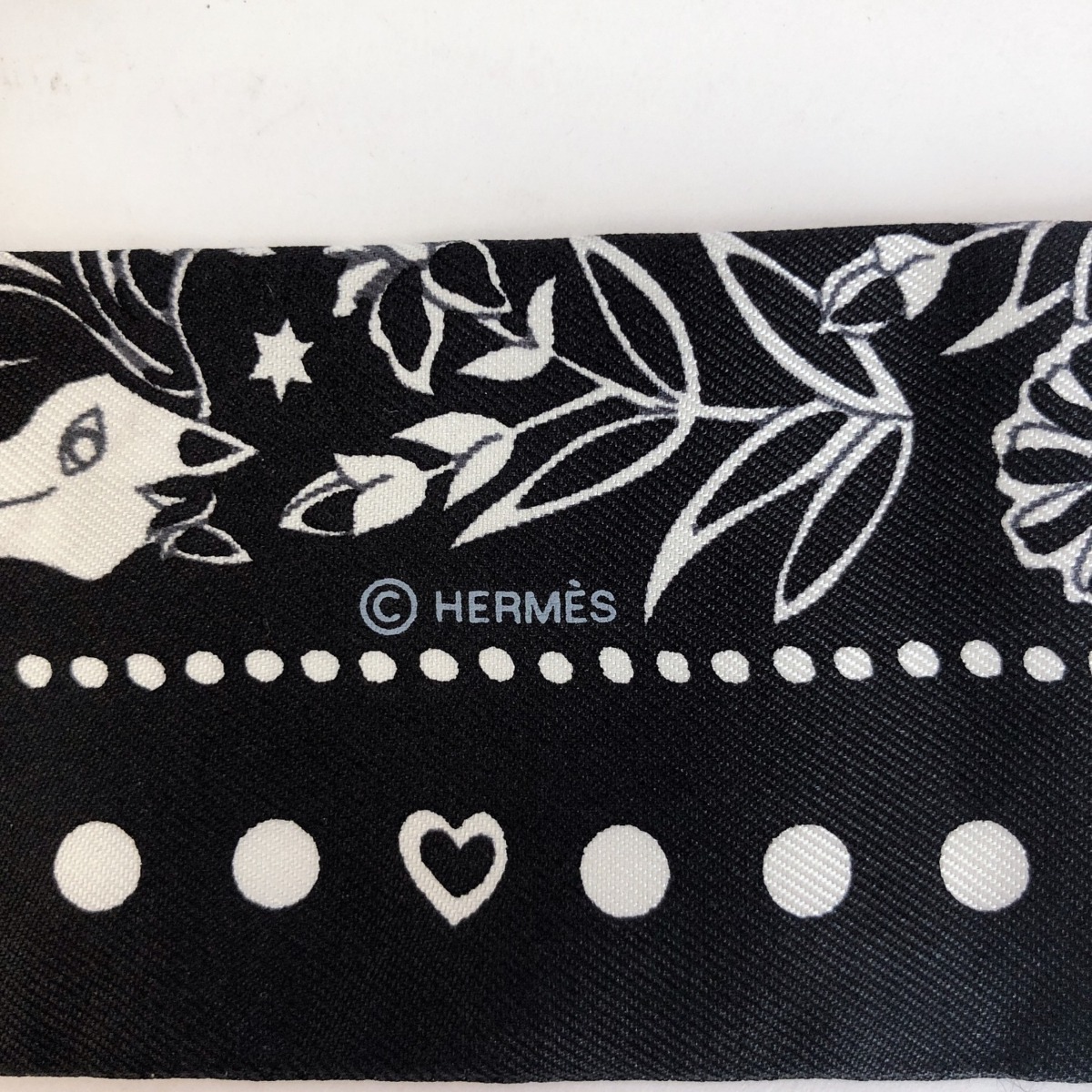 HERMES モノクロ ツイリー シルク ブラック ツイリー エルメス