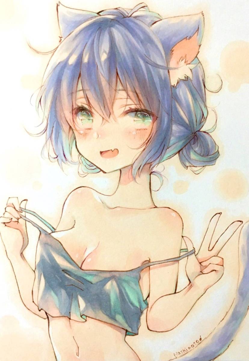 同人手描きイラスト◎オリジナル◎猫耳◎女の子(手描きイラスト)｜売買