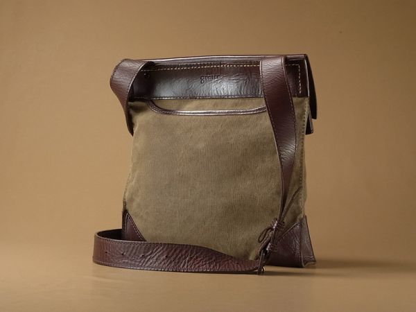 F2251*genten/ゲンテン*キャンバス×レザー*ショルダーバッグ*フラップ 