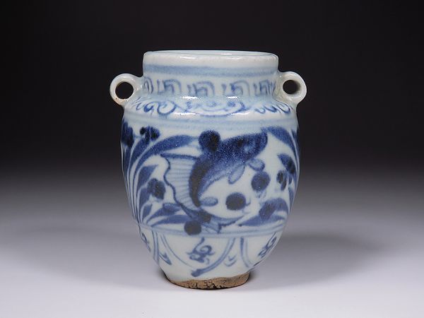 青花魚藻文壺 文化遺産オンライン 青花 古染付 明代 魚文小壺 木箱付