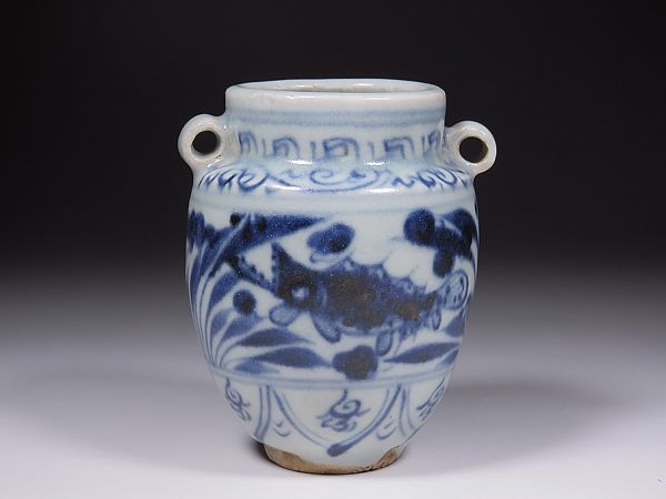 中国古美術『青花 海水龍文 罐 』染付 陶磁器 壺 中型花瓶 古玩 骨董 蔵出し 青花魚藻文壺 文化遺産オンライン 青花 古染付 明代 魚文小壺 木箱付