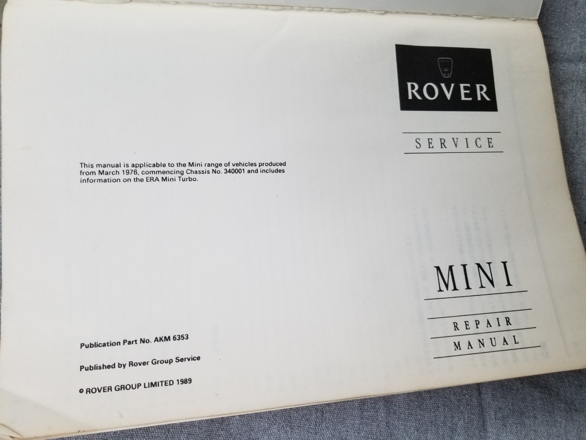 ローバーミニ ROVER MINI サービスマニュアル 整備書 リペアマニュアル 