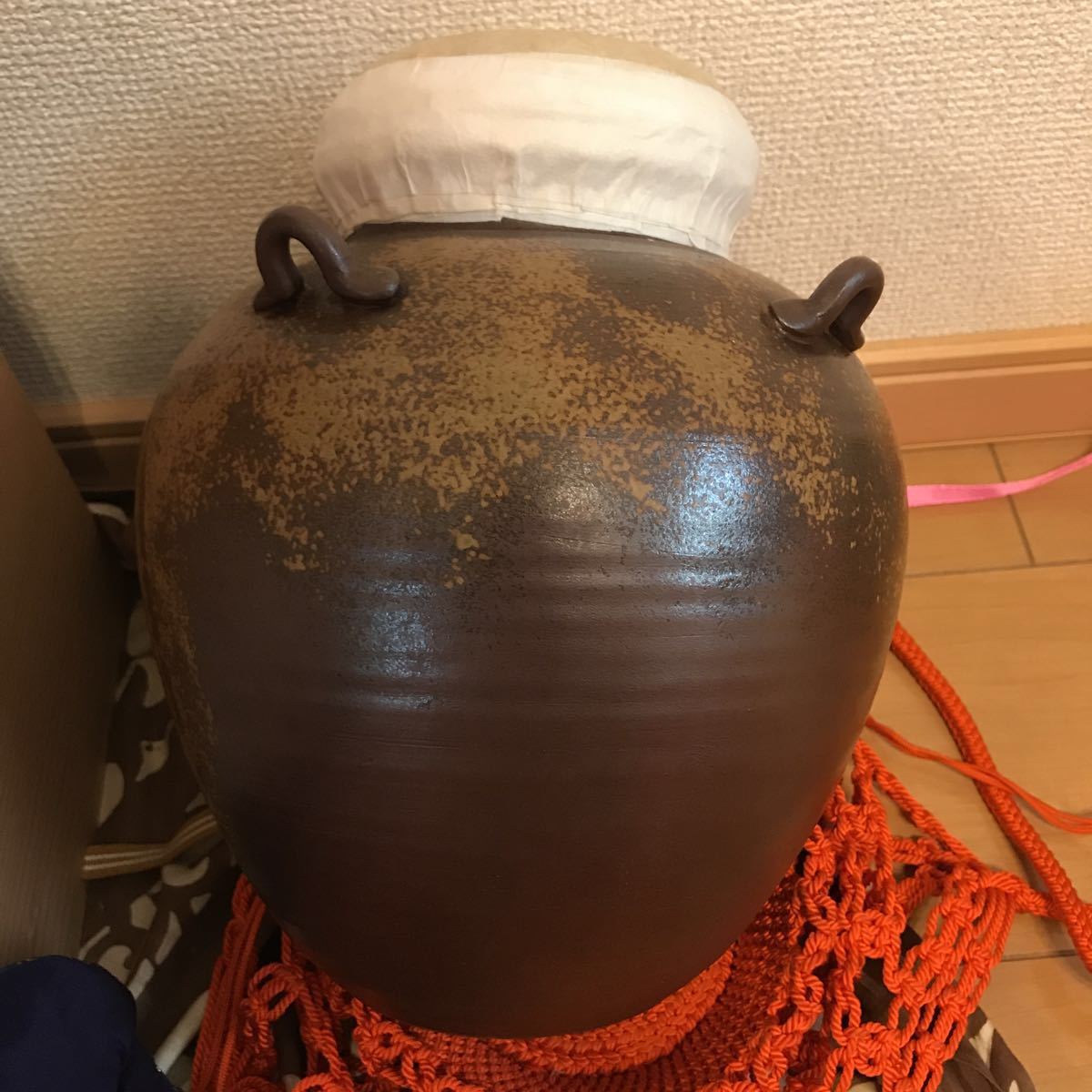 備前焼 飾壺 茶壷 木村陶峰(作) 茶器 茶道具 共箱 網 口覆い