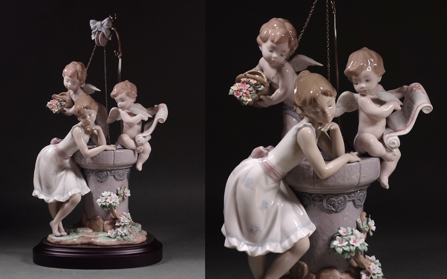  &nabla;花&nabla; リヤドロ/LLADRO 2002年世界完全限定品 名作磁器人形 幸せを運ぶ天使たち ED.1663/2000 作品証明書 専用ガラスケース付(リヤドロ)｜売買されたオークション情報、yahooの商品情報をア リヤドロ