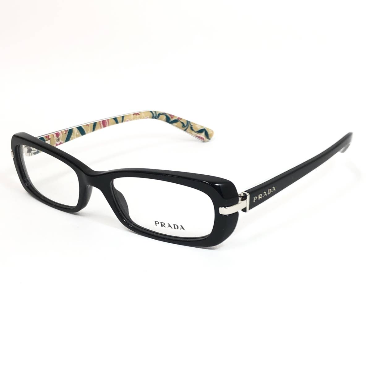 1円スタート PRADA 正規品 スクエア ウェリントン 眼鏡フレーム VPR13N 1AB-101 ブラック 新品 めがね プラダ イタリア製 N3