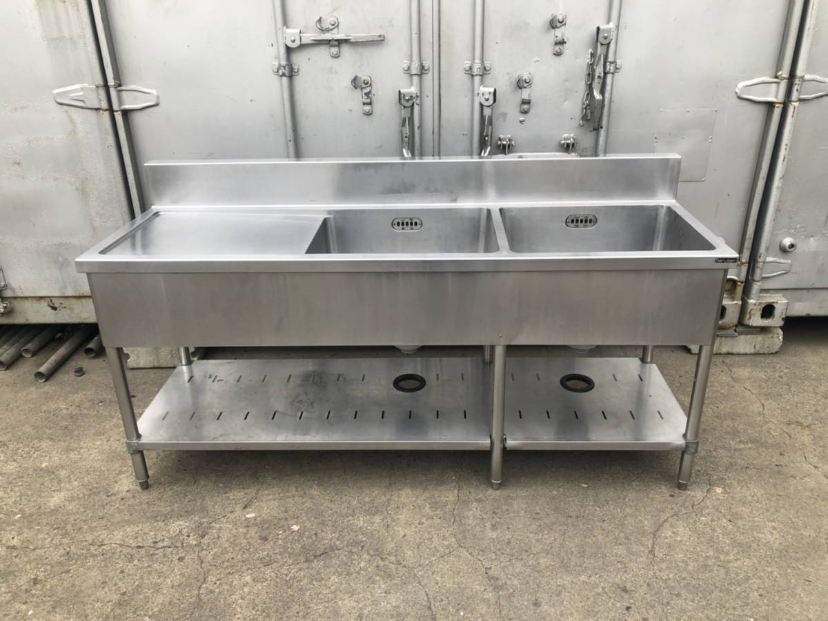 業務用 厨房機器 マルゼン 左水切り付き 2槽シンク 1800x600x800