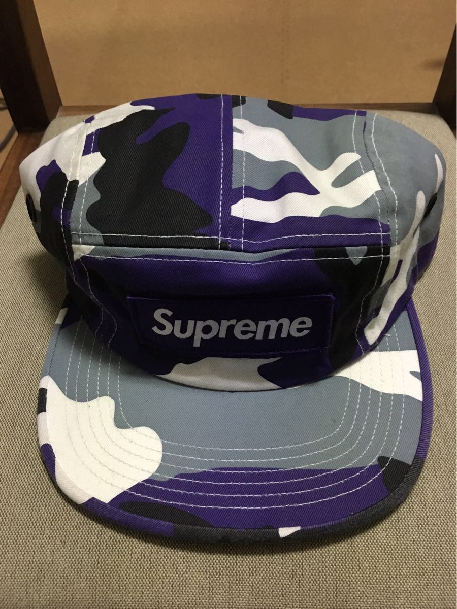 海外正規 新品未使用 Supreme Camo Camp Cap 半タグ付き カモ キャンプ キャップ box logo purple