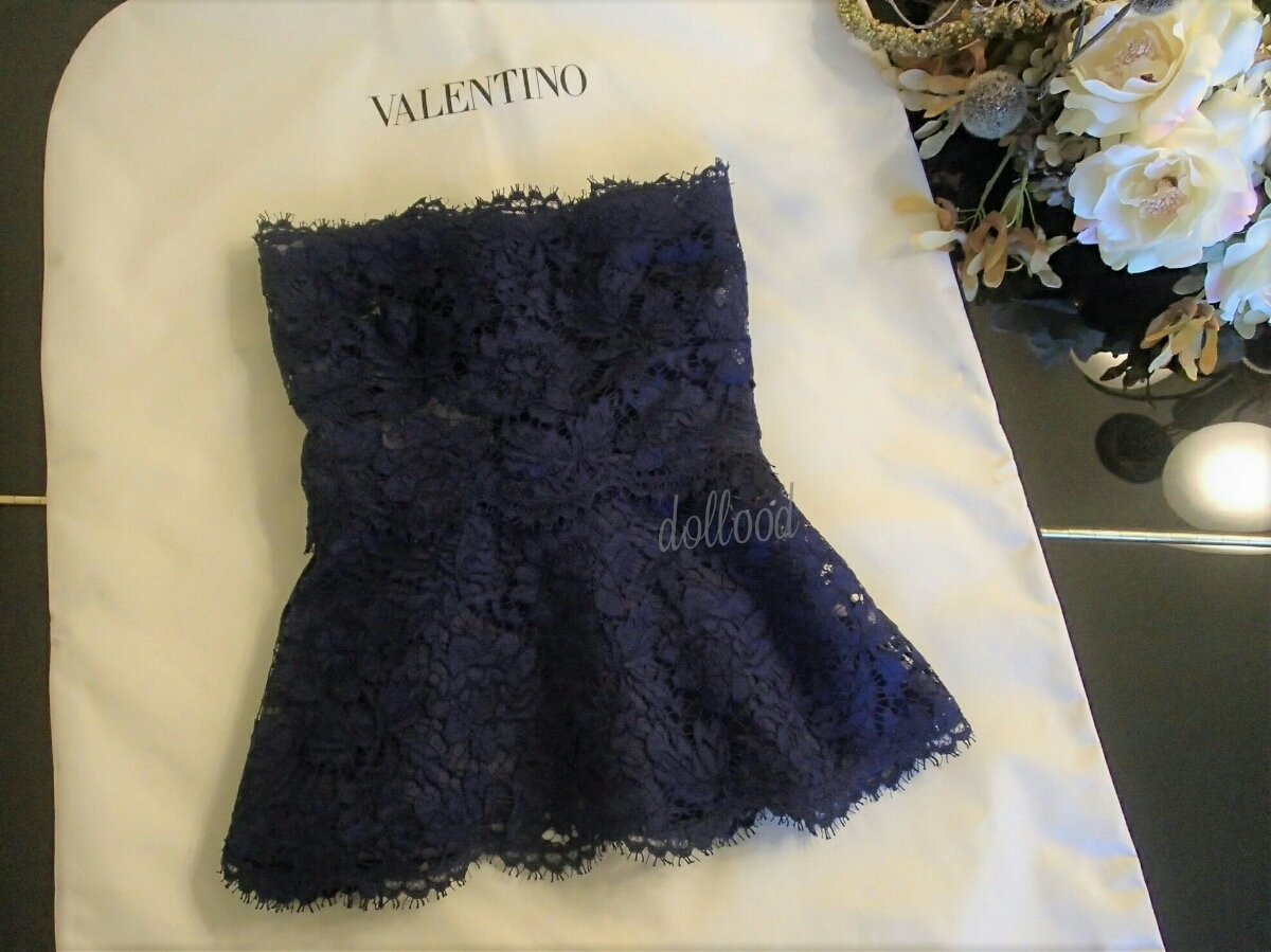 VALENTINO ヴァレンティノ レース トップス 6 42 38 40 ネイビー 