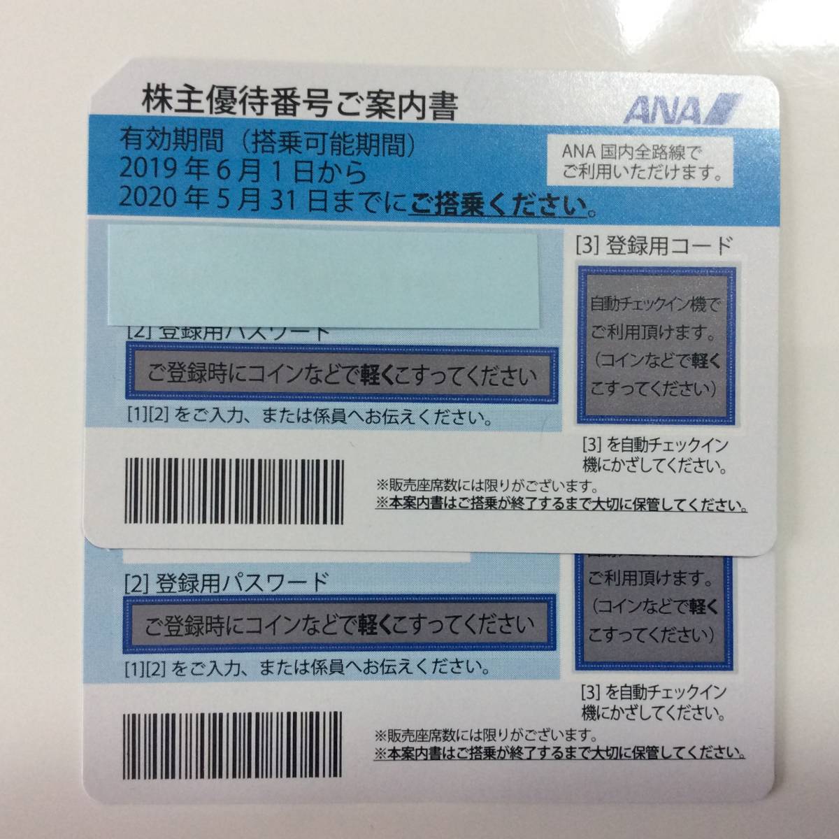 ANA株主優待券 2020年5月31日期限 2枚セット 送料無料 