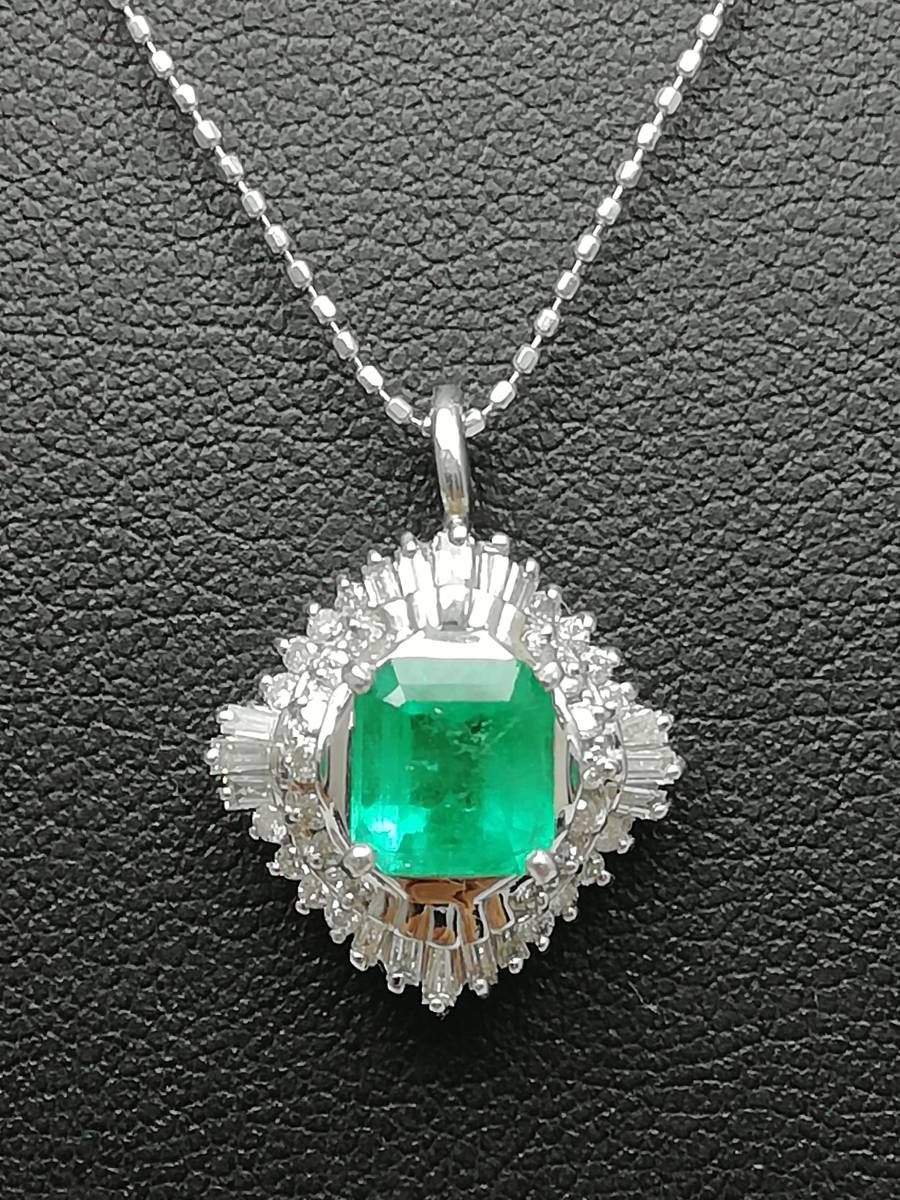 豪華！pt/pt850 エメラルド1.25ctダイヤモンド0.39ct エメラルド 