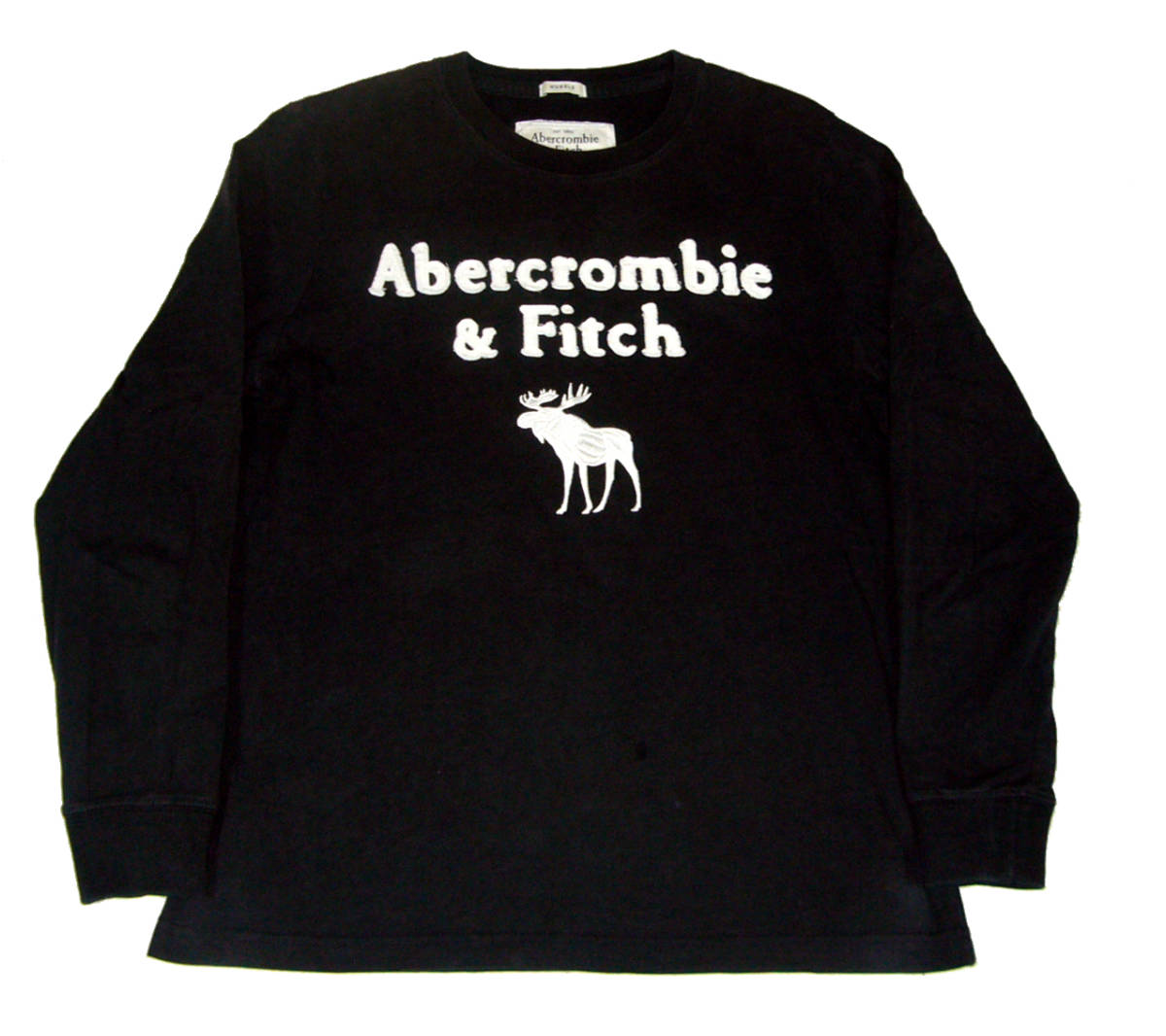 アバクロンビー&フィッチ アバクロ A&F 長袖Tシャツ ロングTシャツ ロンT ロゴ アップリケ ネイビー/ホワイト S USサイズ 品