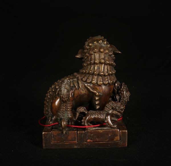 齋】唐物 古印章 清時代 古銅製 獅子戲球鈕章 6点