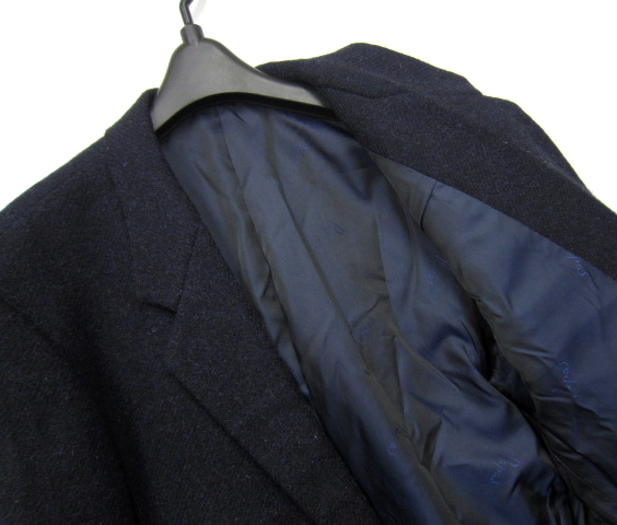 希少！美品 定価10万円 初期パパス【Papas】ハリスツイード Harris Tweed 2B テーラードジャケット 紺/M クルミボタン