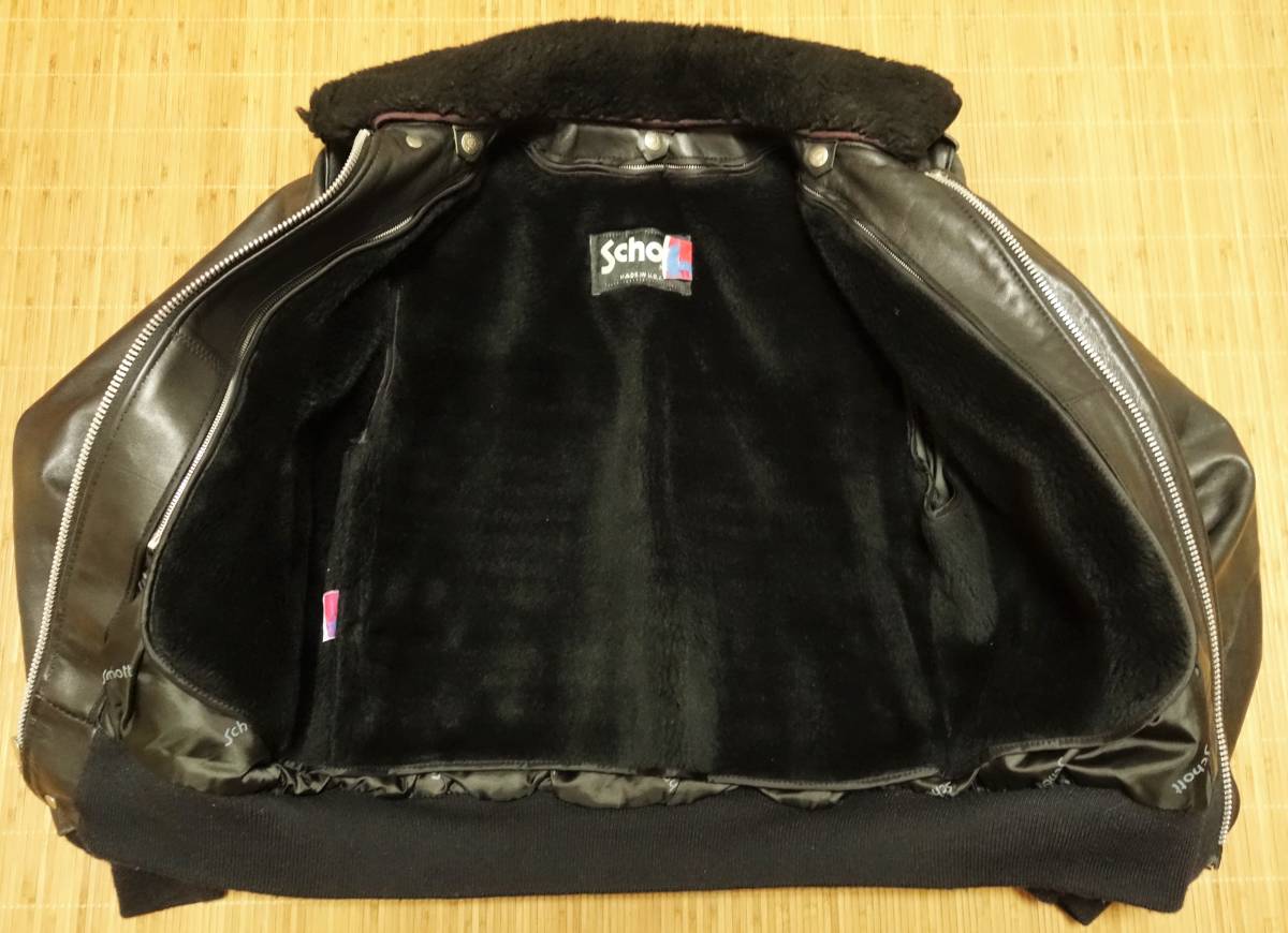 ☆SCHOTT 184SM A-2 レザーフライトジャケット 黒 38 ボアインナー付 
