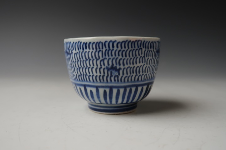 【遅日亭】古伊万里 染付 微塵唐草紋 小蕎麦猪口 10客 無傷 幕末期 m3452j_6
