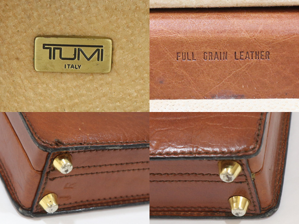 美品✨ TUMI レザー アッシュケース ダイヤルロック ゴールド ブラウン 栄】【1円】TUMI トゥミ オールレザー アタッシュケース ダイヤル