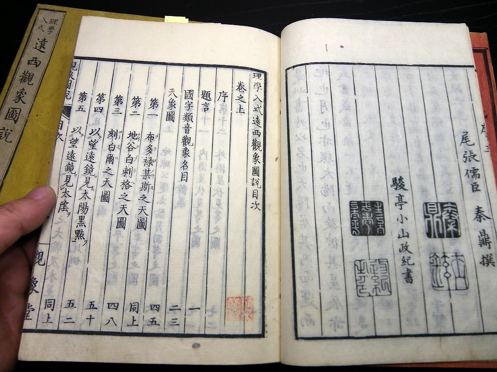 ★W03和本江戸文政11年（1828）版蘭学西洋科学「理学入式遠西観象図説」2冊/吉雄南皐/草野養準/古書古文書/木版摺り/物理/天文_3