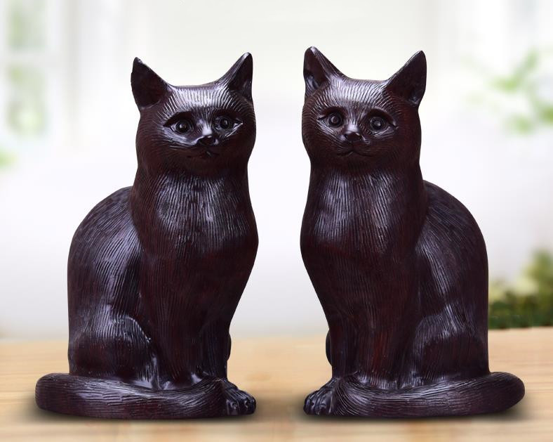 置物 オブジェ ねこ 彫刻 木彫りの置物 最大500円クーポン ネコ F 木製