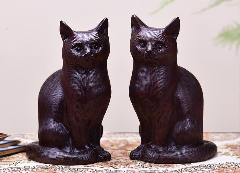 置物 オブジェ ねこ 彫刻 木彫りの置物 最大500円クーポン ネコ F 木製