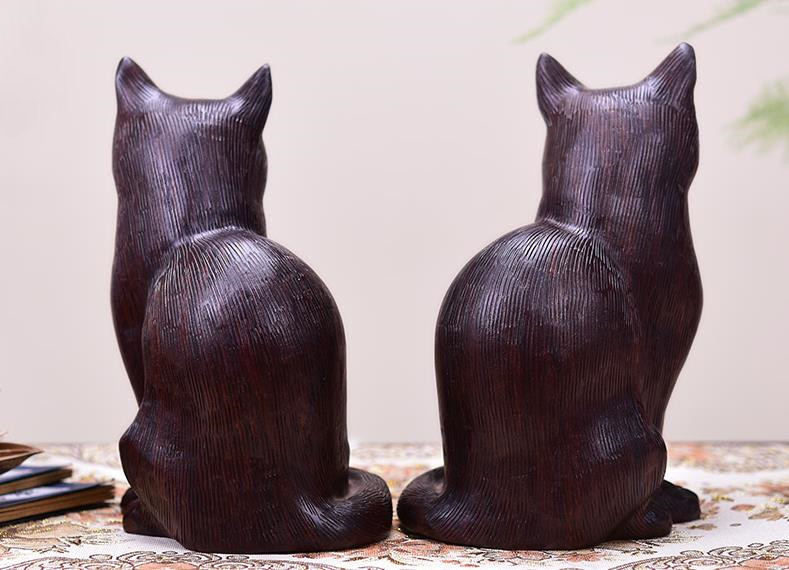 置物 オブジェ ねこ 彫刻 木彫りの置物 最大500円クーポン ネコ F 木製