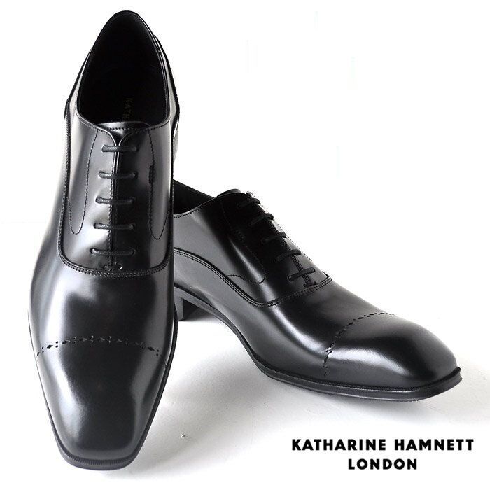 wp_s004-a 値下げ交渉歓迎 25.5cm キャサリンハムネット 3949 KHATHARINE HAMNETT LONDON 本革ビジネスシューズ チゼルトゥ紳士靴 ブラック
