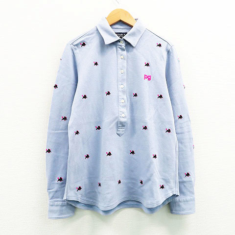  PEARLY GATES パーリーゲイツ 長袖ポロシャツ 総柄 ブルー系 1 240001304432 ゴルフウェア レディース(パーリーゲイツ)｜売買されたオークション情報、yahooの商品情報をアーカイブ公開 - オークファ シャツ