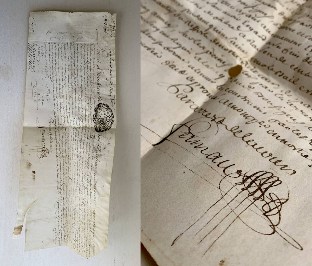 フランス 18世紀羊皮紙マニュスクリ3枚綴り1788年 古文書公文書 18世紀