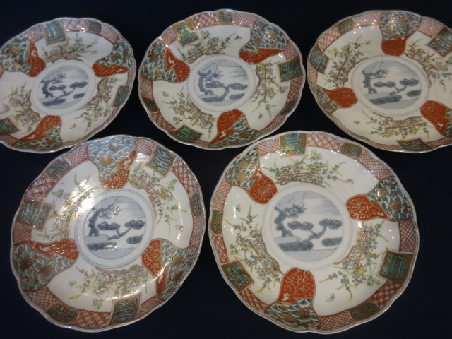 伊万里 ☆時代物『古伊万里 色絵 七寸皿( 桐花鳥図 染錦 窓絵