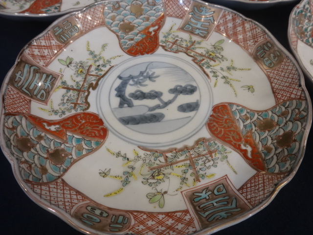 伊万里 ☆時代物『古伊万里 色絵 七寸皿( 桐花鳥図 染錦 窓絵