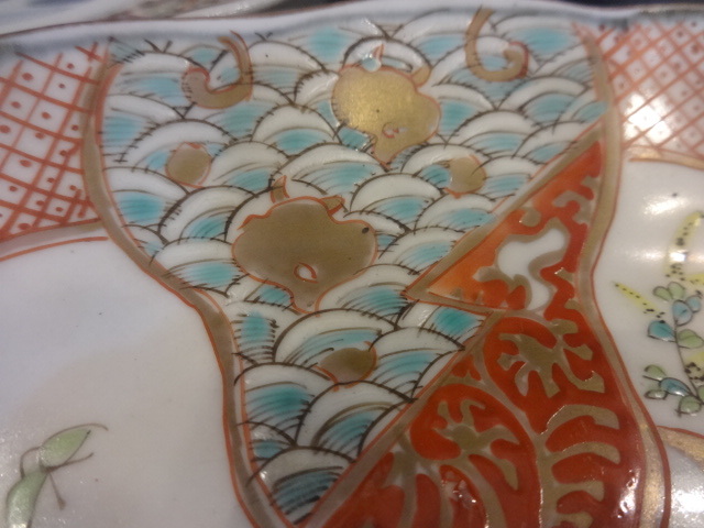 伊万里 ☆時代物『古伊万里 色絵 七寸皿( 桐花鳥図 染錦 窓絵