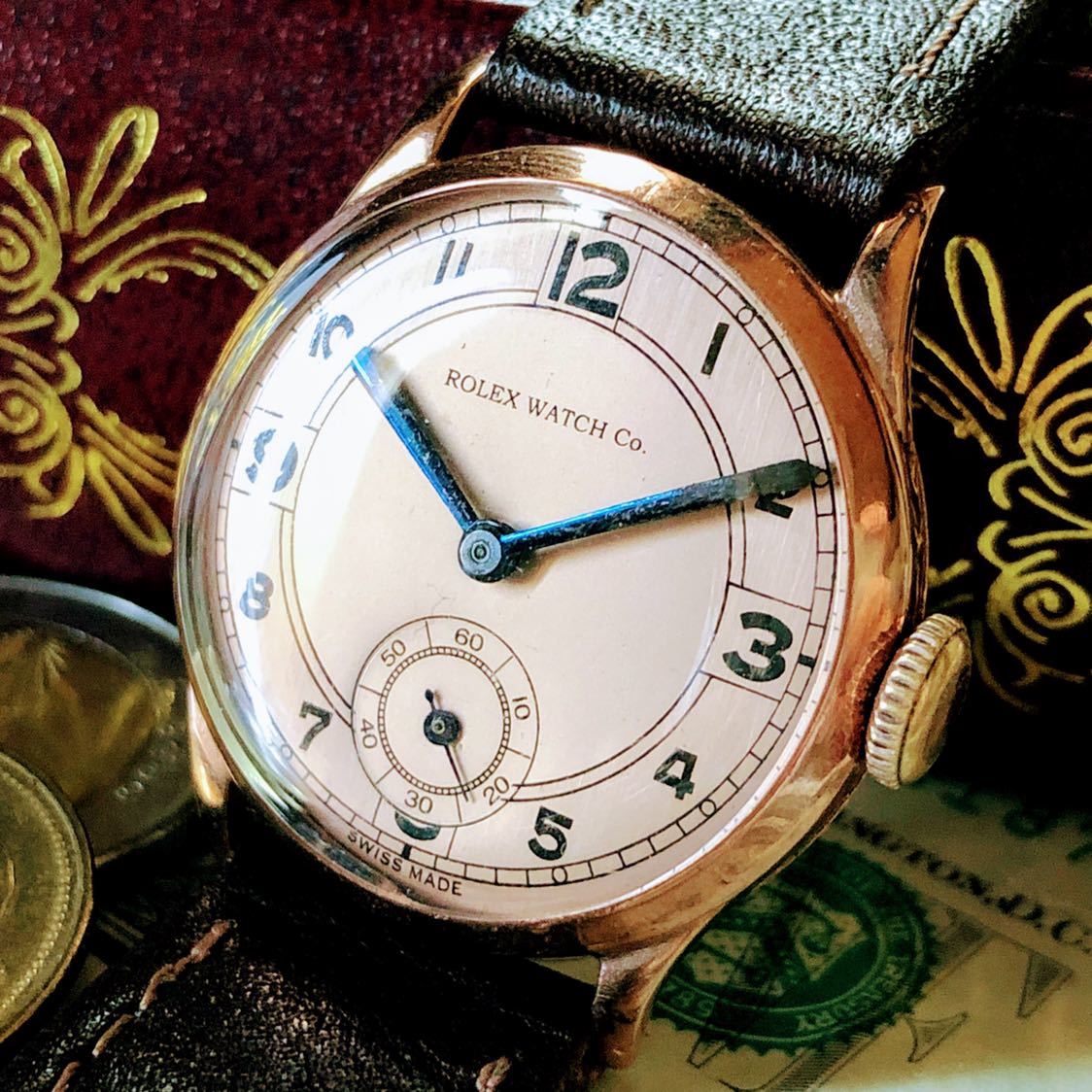 フリマ記念【早い者勝ち】ROLEX ★ ロレックス 14KGP ピンクゴールド 手巻き腕時計 アンティーク ヴィンテージ 中古 メンズ 1940年代 OH済